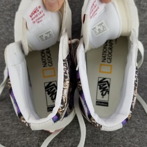 ✅ Womens 7.5 VANS Sneakers SK8-Hi National Geographic White/Animal Print Shoes - Picture 4 of 10